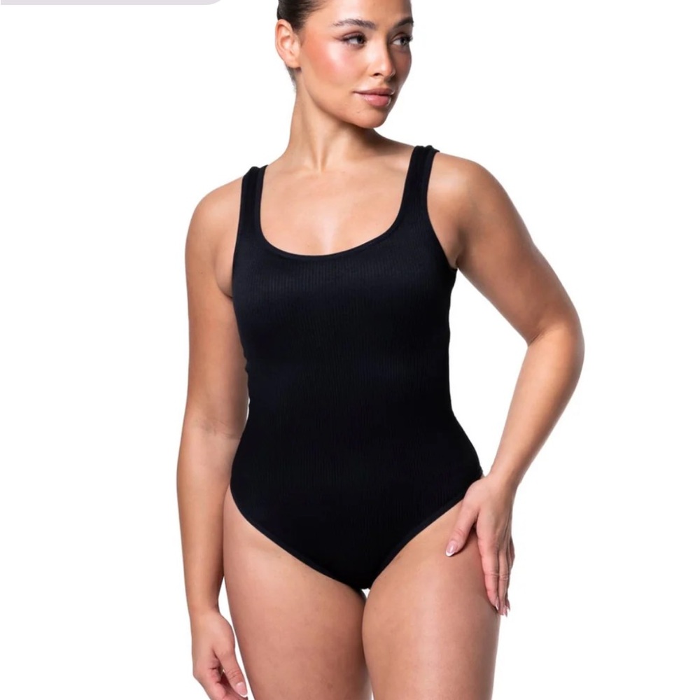 Hey Shape black ribbed tank bodysuit